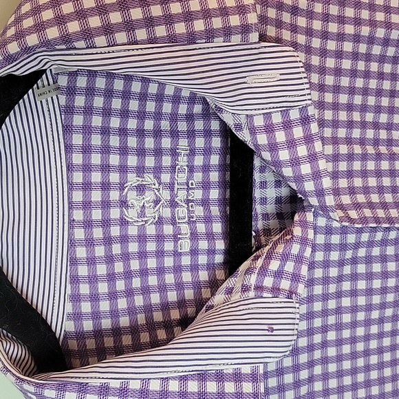 Bugatchi Uomo purple check long sleeve button-down - Picture 2 of 6